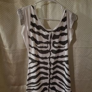 Blouse, zebra print, rocker style size M, no tag